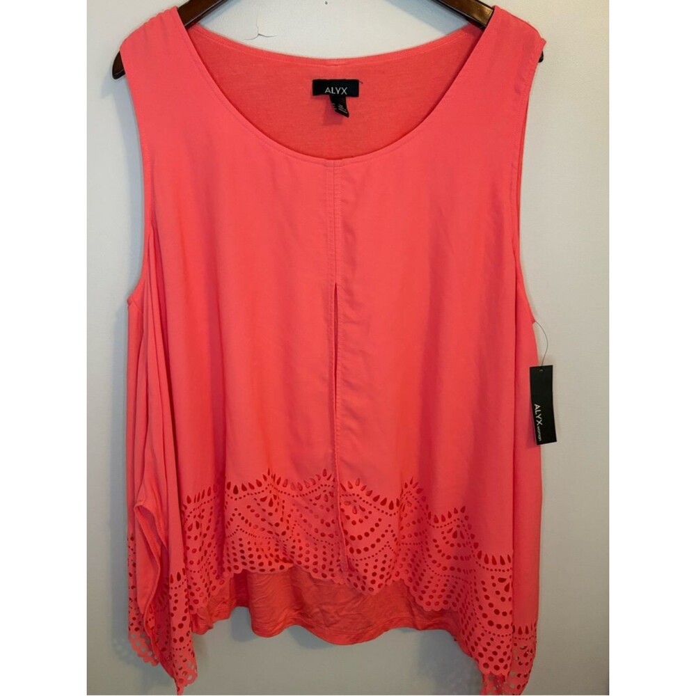 ALYX Coral Pink Laser-Cut Hem Sleeveless Tank
